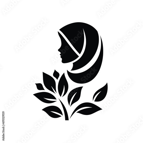 hijab vector black logo, hijab fashion logo vector symbol, Women Hijab Beauty Vector Logo Template