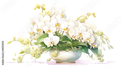白い胡蝶蘭の水彩イラスト photo