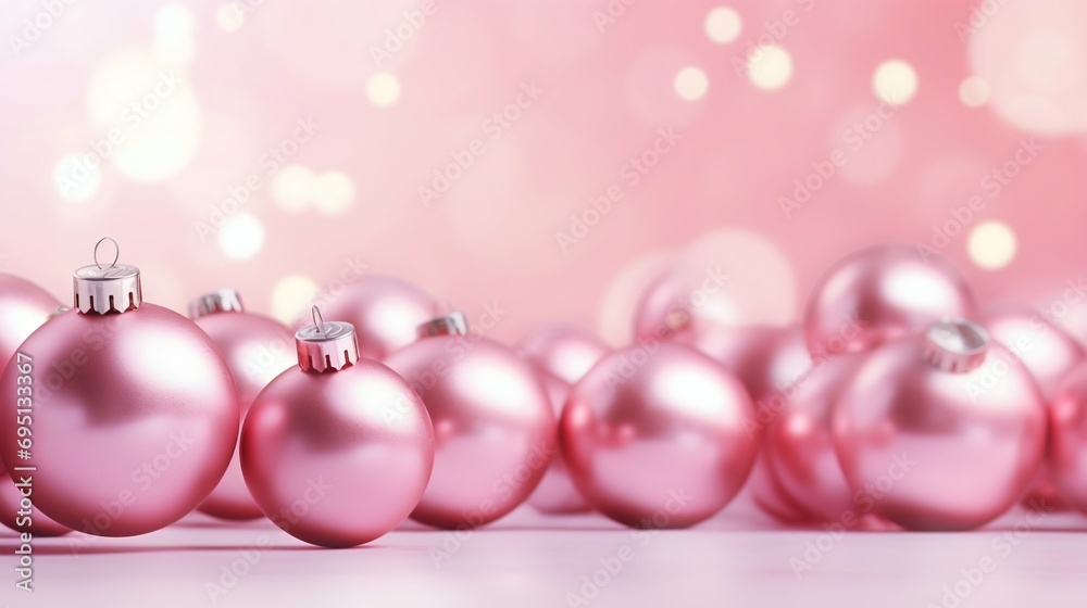 Festive Elegance: Pink Christmas Ornaments. Generative ai