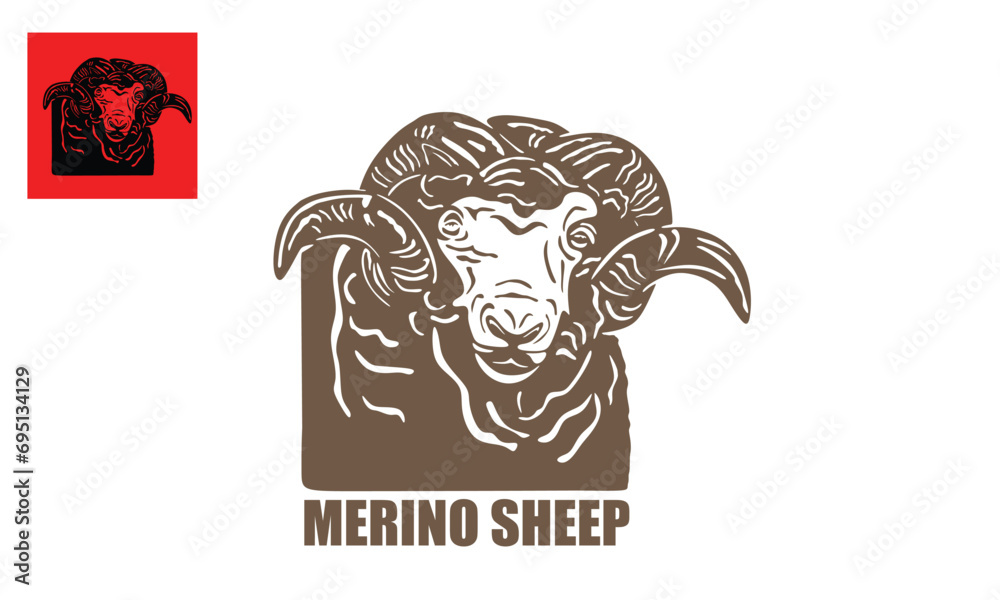 MERINO SHEEP HEAD LOGO, the wool maker sheep face vector illustrations