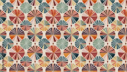 retro pop hand drawn watercolor seamless pattern, vector graphic resources, 16:9 widescreen wallpaper / backdrop, Japanese origami motif