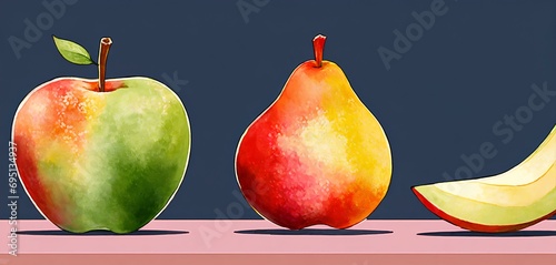 フルーツ、水彩画、カラー背景｜fruit, watercolor, color background. Generative AI
