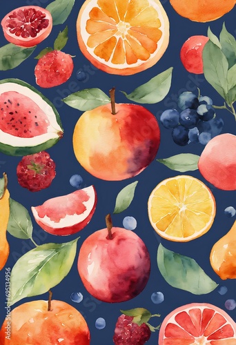                                              fruit  watercolor  color background. Generative AI