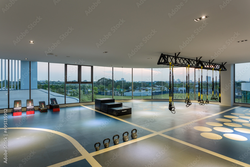 Bangkok, Thailand November 28, 2023 Gym interior with luxury