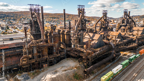 View of Bethlehem Steel steelmaking manufacturing plant in Pennsylvania photo
