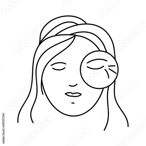 wrinkles on the eyes icon. anti aging icon for mobile concept flat liner illustration on white background..eps