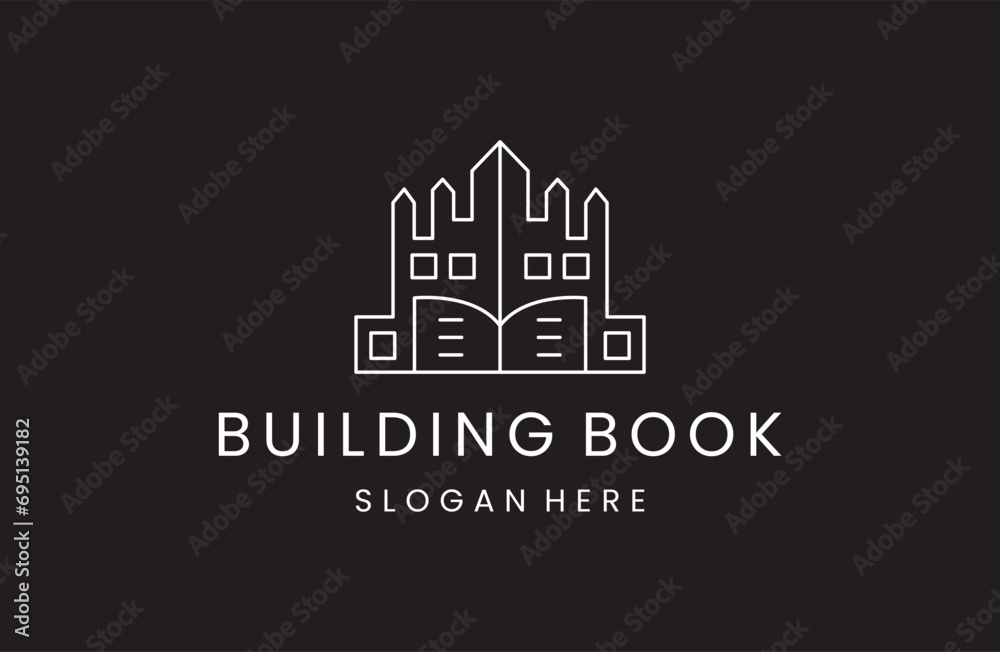 Building book or home book line art logo template