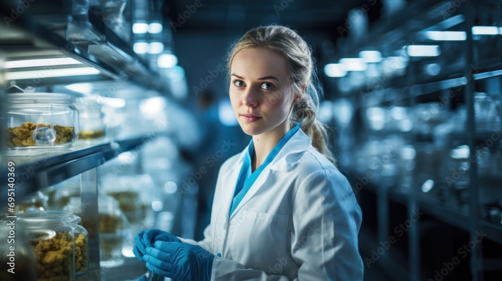 Food safety inspector ensuring quality control in a lab Food safety inspector ensuring quality control in a lab
