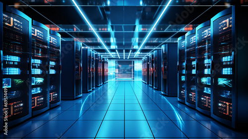 Computer room background, network server database center scene illustration