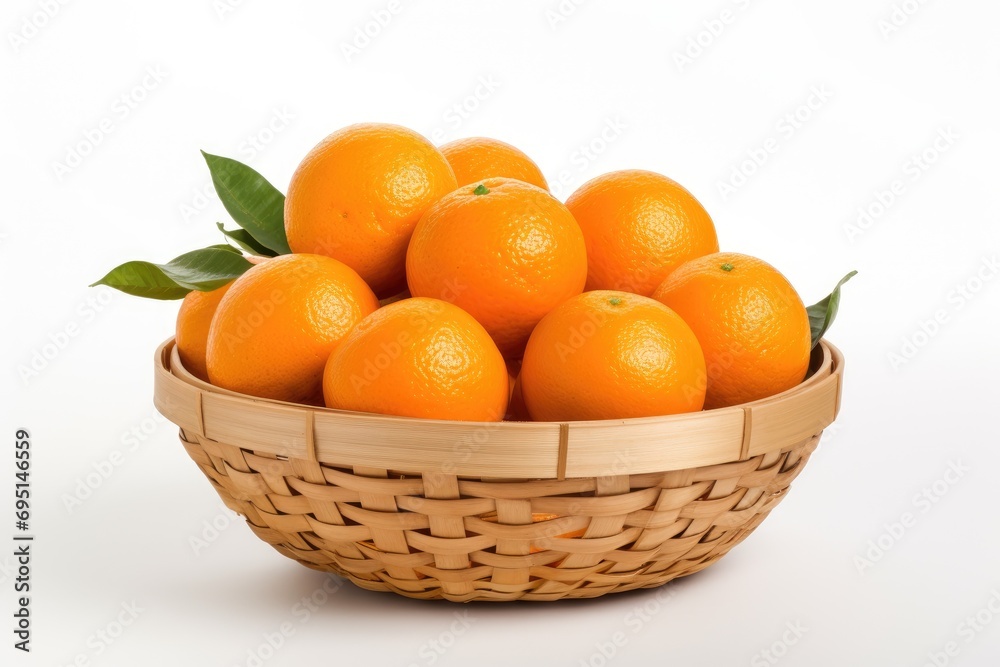 Oranges in a basket in white background . Generated Ai Oranges in a basket in white background . Generated Ai