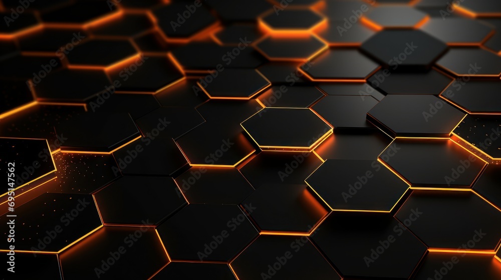 Abstract 3D render hexagon technology background.