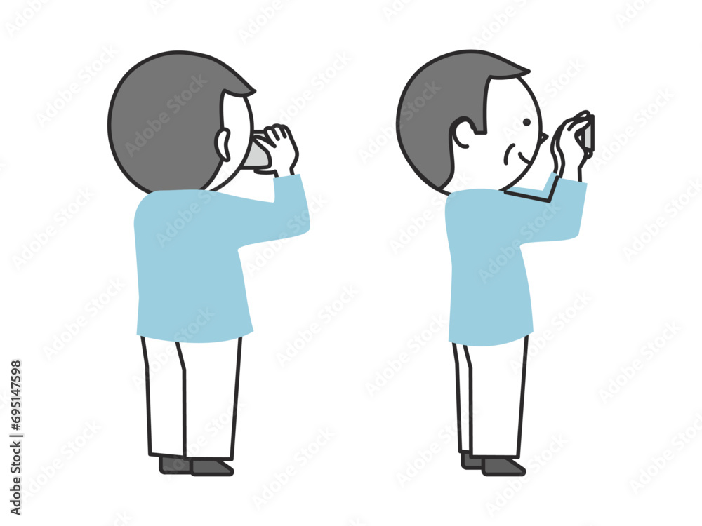 スマホで写真や動画を撮影する男性