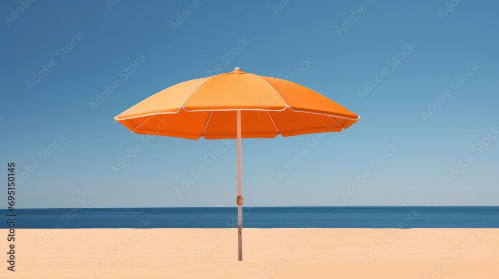 Beach sea sand umbrella water sunny summer relaxation blue sky