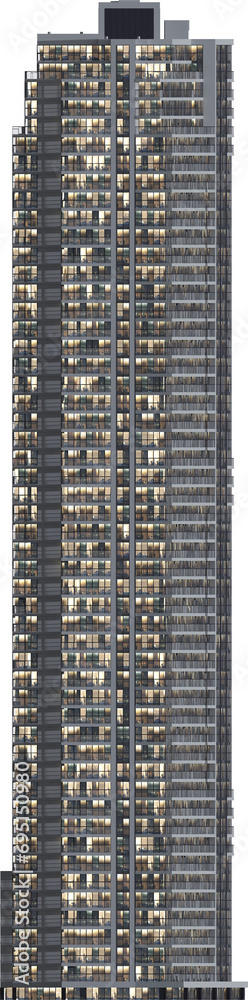 Facade view of moden building at night - skyscraper