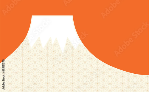 麻の葉模様の富士山の背景イラスト