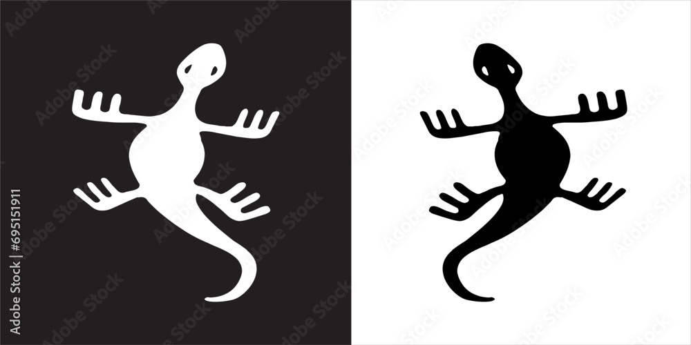 Vector, Image of double lizard, Black and white with transparent background Vector, Image of double lizard, Black and white with transparent background