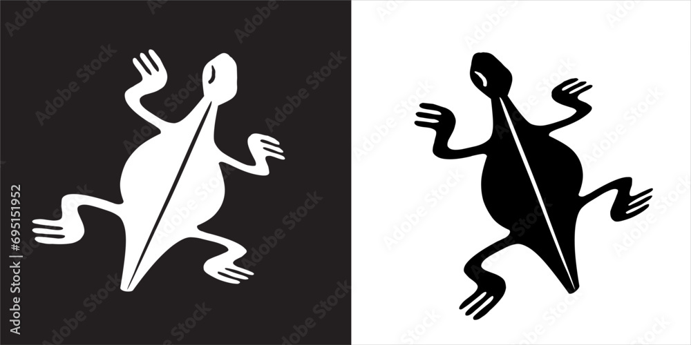Vector, Image of double lizard, Black and white with transparent background Vector, Image of double lizard, Black and white with transparent background