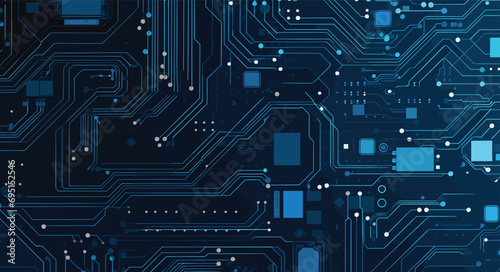 tech themed vector background with inspired by circuitry patterns, featuring futuristic shades of digital blue and technology gray. detailed vector representation of electronic circuitry