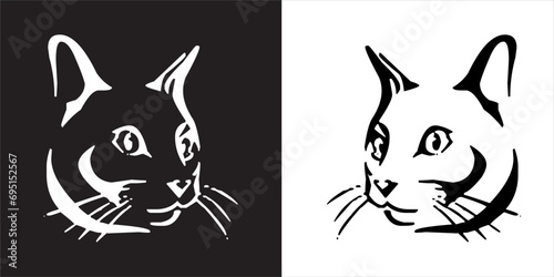 Fototapeta Naklejka Na Ścianę i Meble -  Vector, Image of double cat, Black and white with transparent background