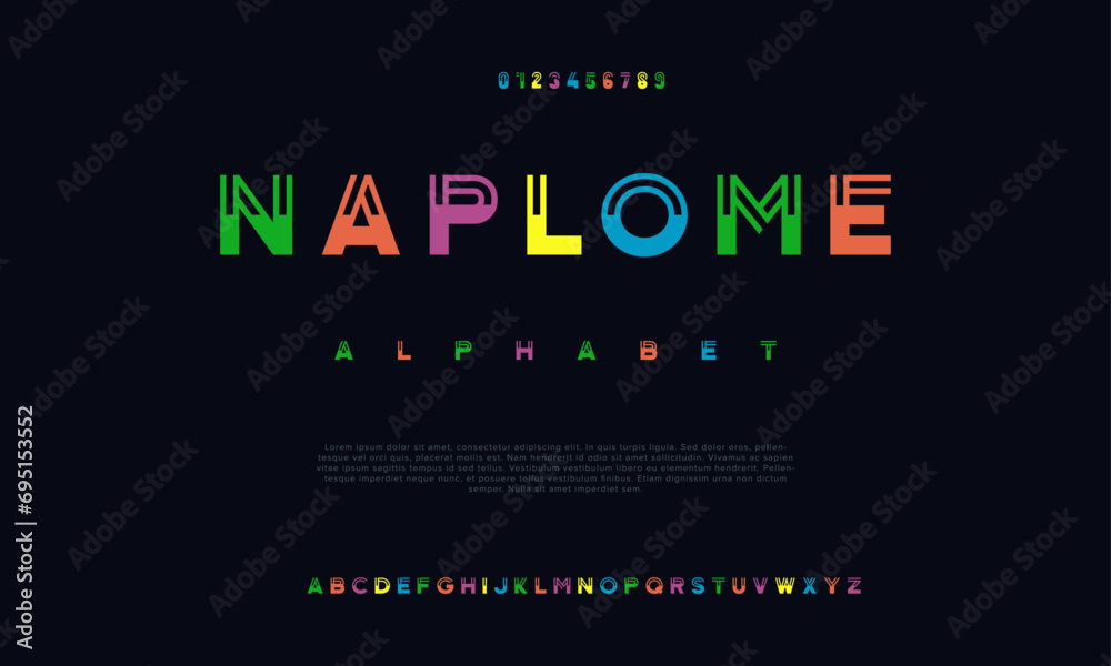 Napolme creative modern urban alphabet font. Digital abstract moslem, futuristic, fashion, sport, minimal technology typography. Simple numeric vector illustration