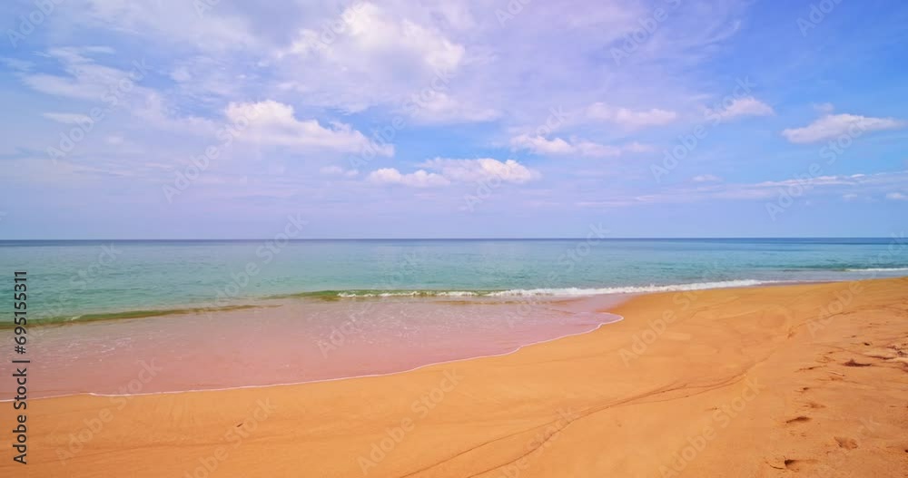 Amazing waves crashing on sandy shore,Beautiful sea background,Beach sea summer season background