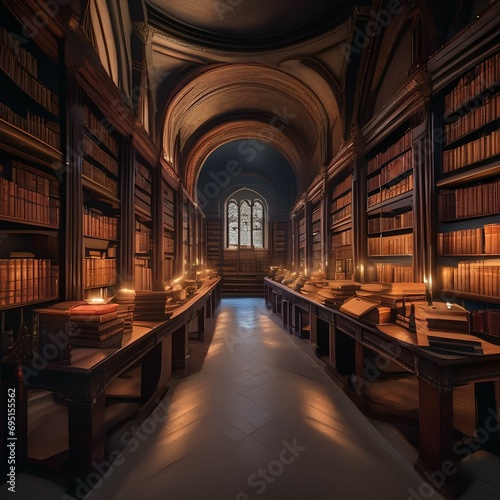 A mystical library filled with ancient books and artifacts3