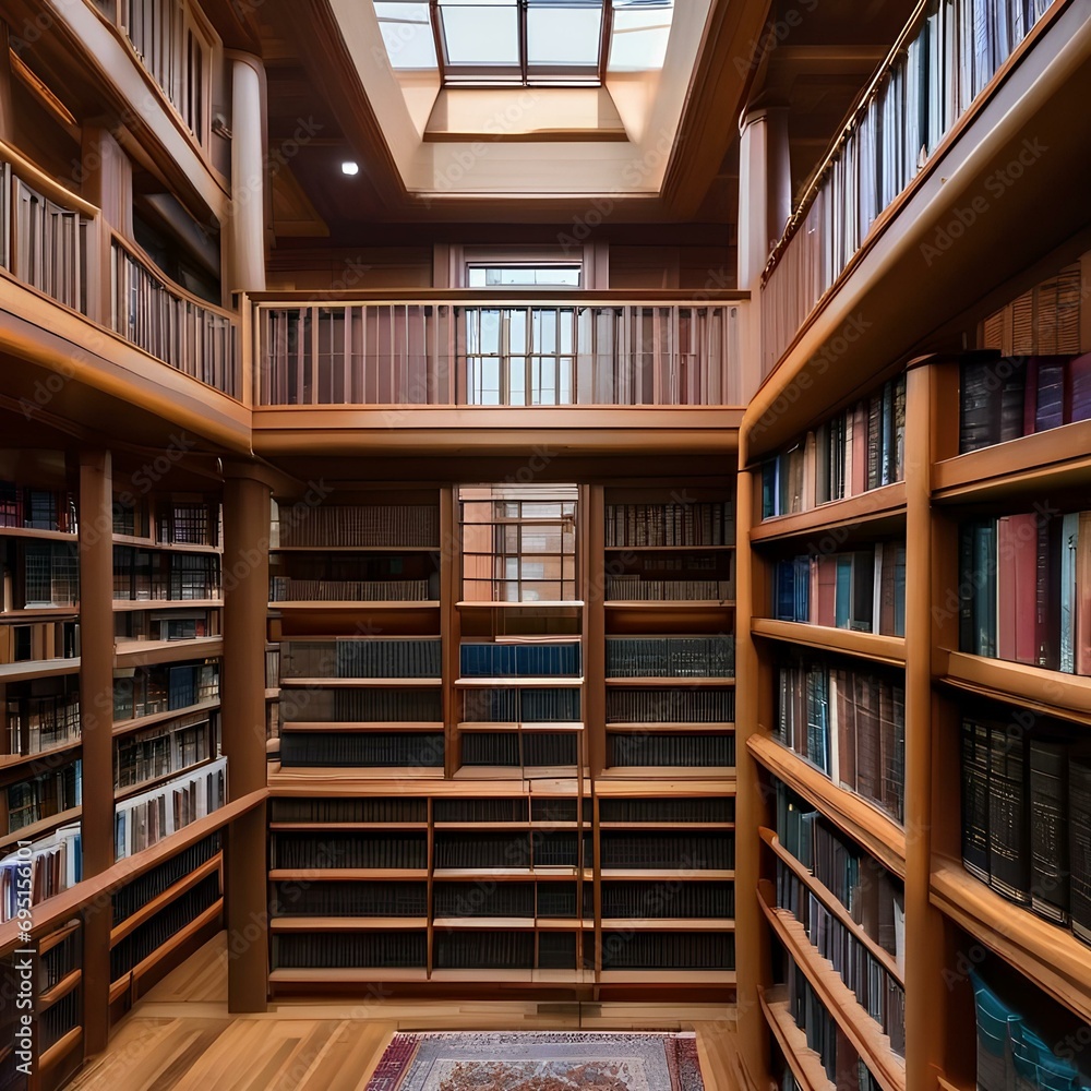 A cozy library with shelves stacked high with books2