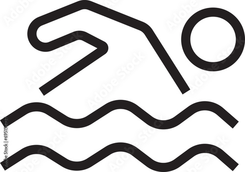 Black Swimmer icon in trendy Line style with editable stock isolated on transparent background. Swim icon page symbol for your web site design. Concept of swimming pool, summer competition and more.