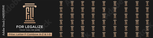 set of pillar logo design combined letter F with A to Z and numbers from 1 to 9. vector illustration
