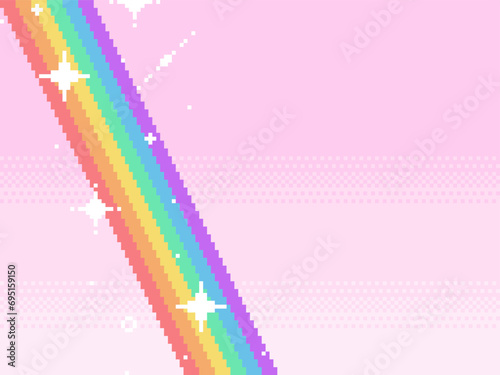 Pixel Art Gradient Pink with Glitter Rainbow Background, Pixel Art Illustration