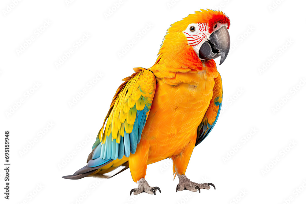 beautiful parrot on isolated transparent background