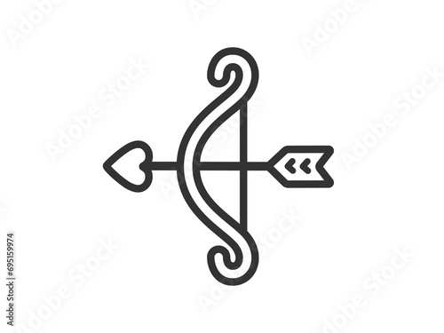 キューピットの弓矢のアイコン（線画）のイラスト