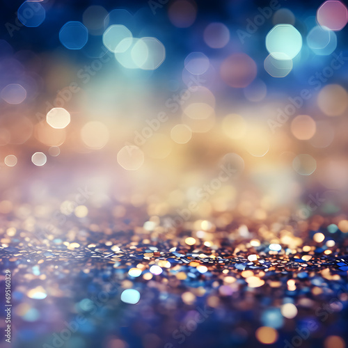 abstract background with light gold and red particle. Christmas Golden light shine particles bokeh on navy blue background. Gold foil texture. Holiday concept. digital