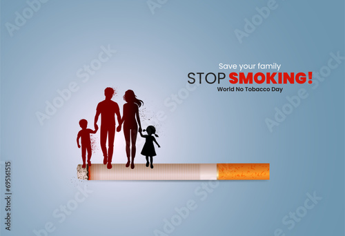 World No Tobacco Day, Stop Smoking with Save Your Family slogan