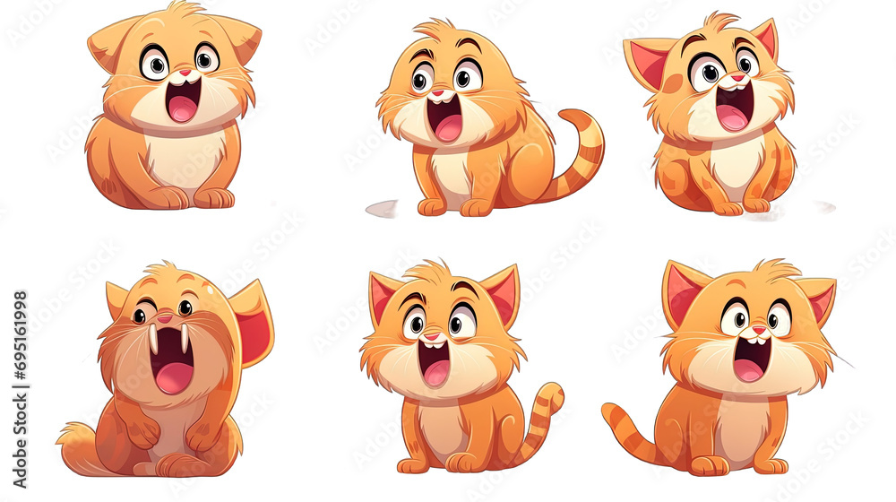 Fototapeta premium set cat cartoon isolated on white