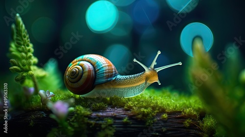 a snail in a bioluminescent lush decor avatar