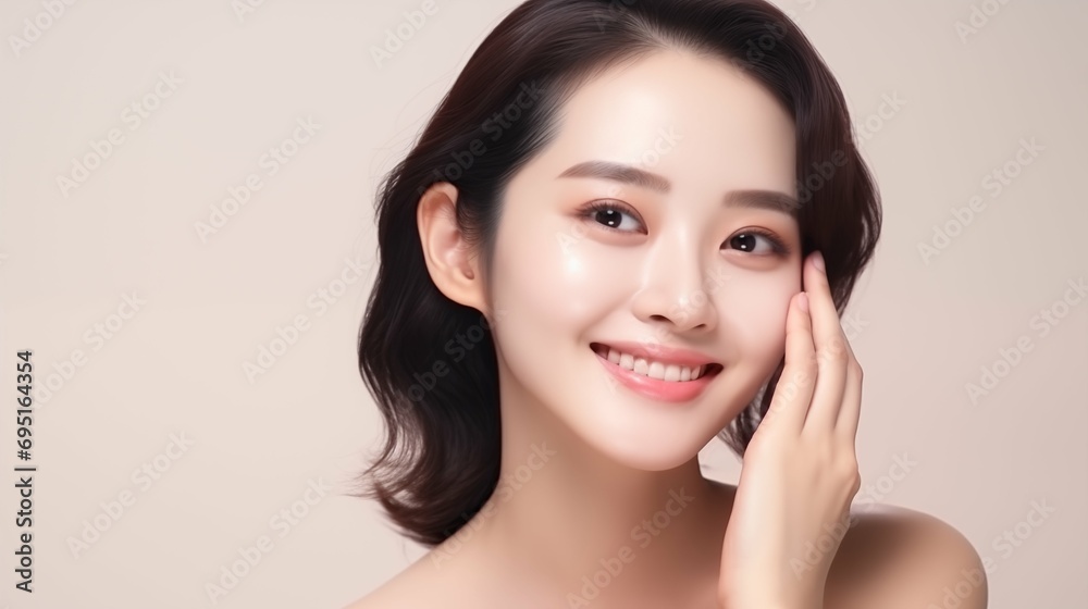 Woman face with smooth healthy skin, for skincare banner Woman face with smooth healthy skin, for skincare banner
