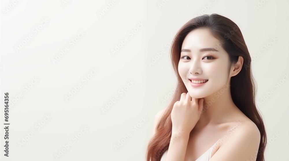 Woman face with smooth healthy skin, for skincare banner Woman face with smooth healthy skin, for skincare banner