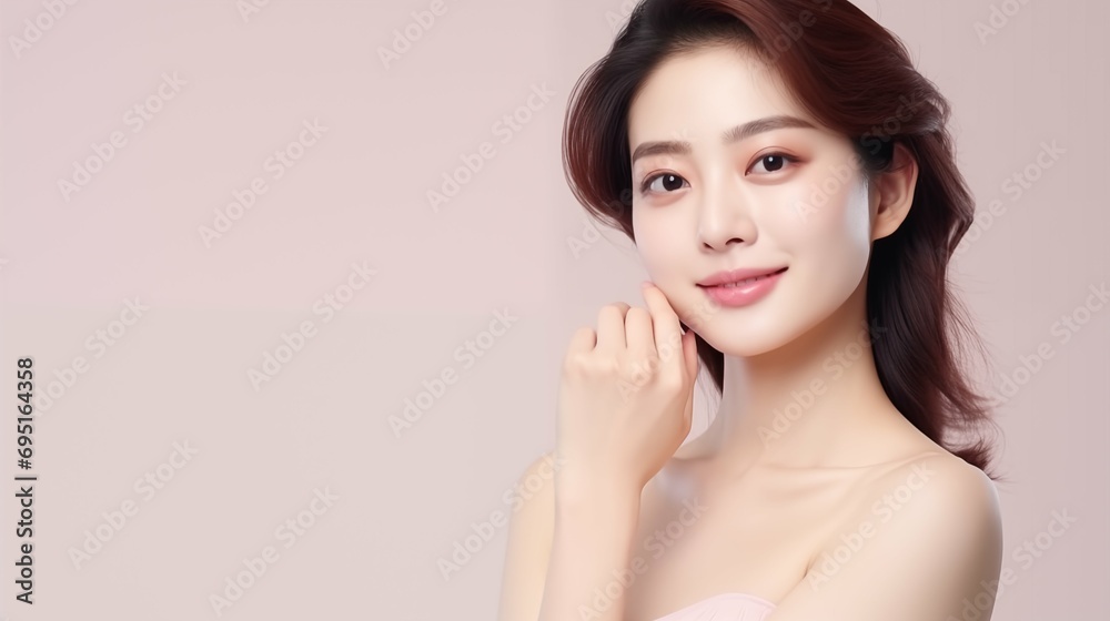 Woman face with smooth healthy skin, for skincare banner Woman face with smooth healthy skin, for skincare banner
