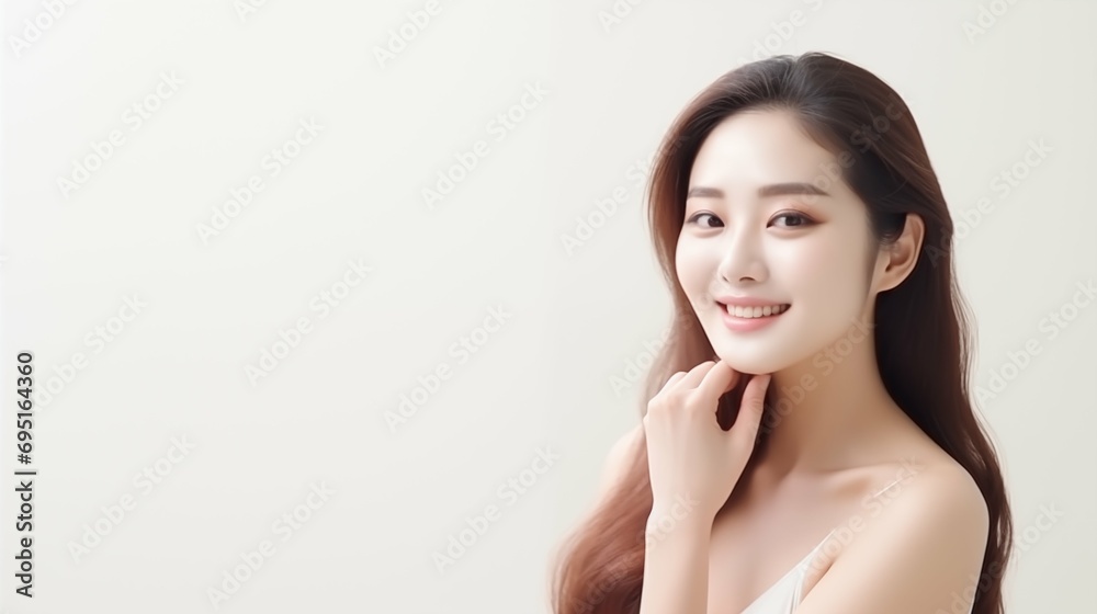 Woman face with smooth healthy skin, for skincare banner Woman face with smooth healthy skin, for skincare banner
