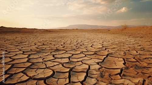 Desert or Dried Cracked Mud. Global Warming and Climate Change Concept 