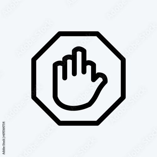 Icon Stop Hand. suitable for building symbol. line style. simple design editable. design template vector. simple illustration