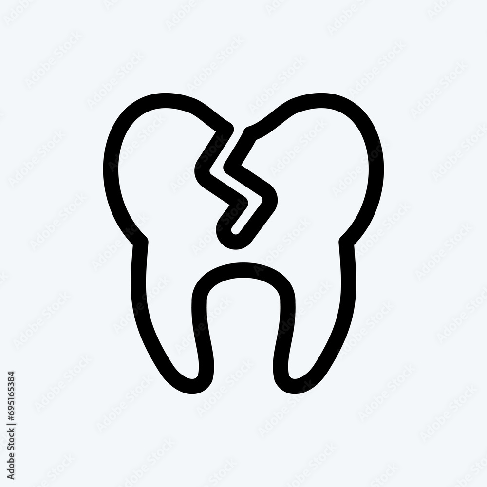 Icon Bad Tooth. suitable for medicine symbol. line style. simple design editable. design template vector. simple illustration
