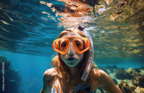 beautiful woman snorkeling