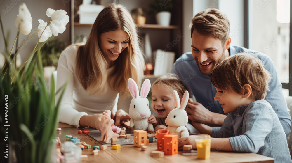 Dad and kids having fun, smiling . Family concept Dad and kids having fun, smiling . Family concept