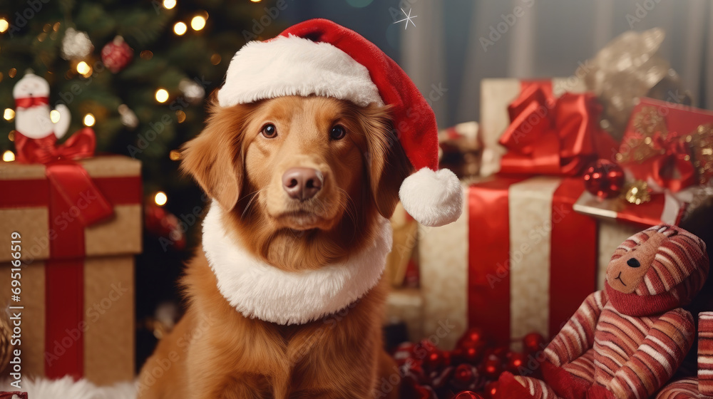 Dog in Christmas time 