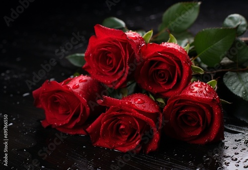 red roses on black background Generating By AI Technology 