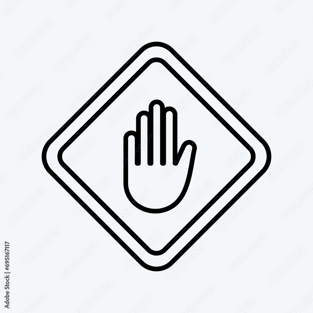 Icon Hand Sign. suitable for education symbol. line style. simple design editable. design template vector. simple illustration Icon Hand Sign. suitable for education symbol. line style. simple design editable. design template vector. simple illustration
