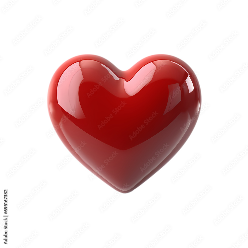 Red glossy heart isolated on transparent background Red glossy heart isolated on transparent background