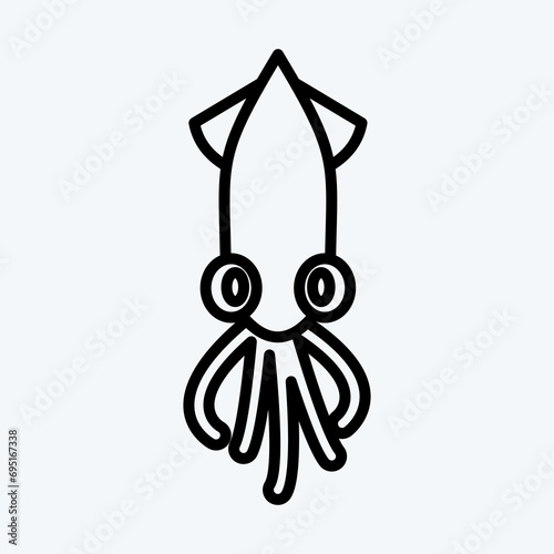 Icon Squid. suitable for Meat. line style. simple design editable. design template vector. simple illustration